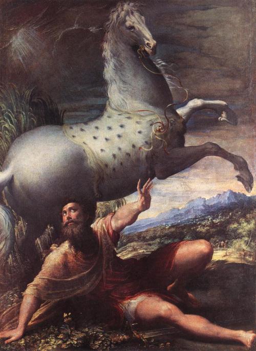 Parmagianino: Conversion of St. Paul. He must have been terrified – but at least he was humble enough to begin an immediate fast.