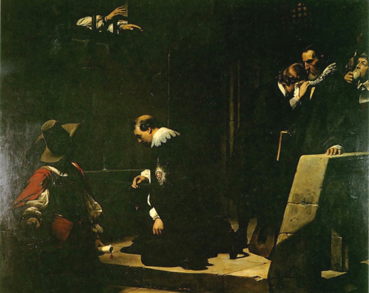 Paul de la Roche, 1836: Archbishop Laud Blessing the Earl of Strafford. Strafford, like Laud, was a close advisor to King Charles I, and was condemned to death by the Puritans who controlled Parliament. All three of them would eventually suffer the same fate. The English Civil War was both a secular and a religious struggle; how Protestant or Catholic England would be, whether freedom or uniformity of religion was more important for the survival of the state, and who got to decide, Parliament or the King? Cromwell and Parliament won the war, but couldn’t maintain a government after Cromwell’s death. The two sides needed each other, and eventually monarchy was restored but limited, laying the framework for the modern British state.