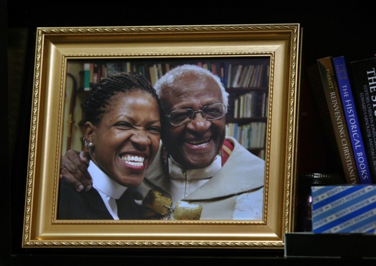 Desmond Tutu’s youngest daughter Mpho has announced that she married a female physician from the Netherlands last December at an Episcopal church in Virginia. The Church in South Africa doesn’t allow its clergy to enter into same-sex marriages, so she voluntarily turned in her license to serve as a priest there. But she is also licensed in the USA, where she attended seminary. She is now the director of the Desmond and Leah Tutu Legacy Foundation and frequently appears as heir apparent with her father on social media. South Africa is unique among nations in prohibiting discrimination on the basis of sexual orientation, and the Anglican Church there is expected to revisit its prohibition on LGBT married clergy later this year. (The Washington Post)