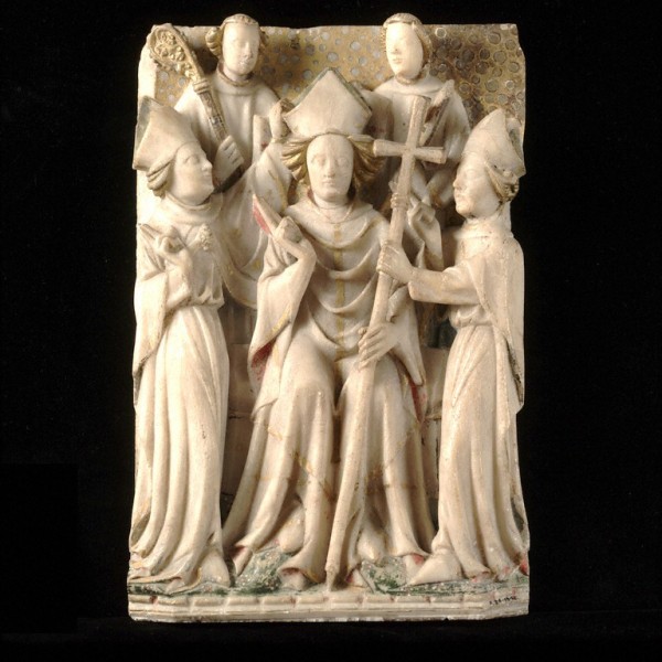 Besides inspiring Chaucer’s Canterbury Tales, Thomas Becket’s enduring popularity found expression among the carvers of Nottingham alabaster 300 years later; here we see him enthroned as Primate. He is still revered among English Catholics today for what they consider his steadfastness in upholding his principles regarding Catholic doctrine and the power of the pope. (Victoria and Albert Museum, London)